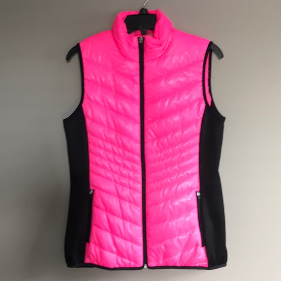 Xersion Black/Pink Neon Puffer Vest Medium - Picture 1 of 6